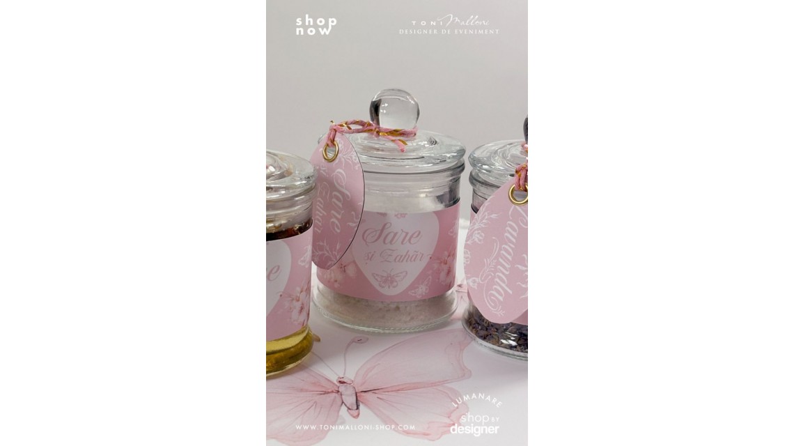 Set prima băiță cu nasii dupa botez cu fluturi roz Pink Butterfly Ritualul blând al apei pentru fetițe 11